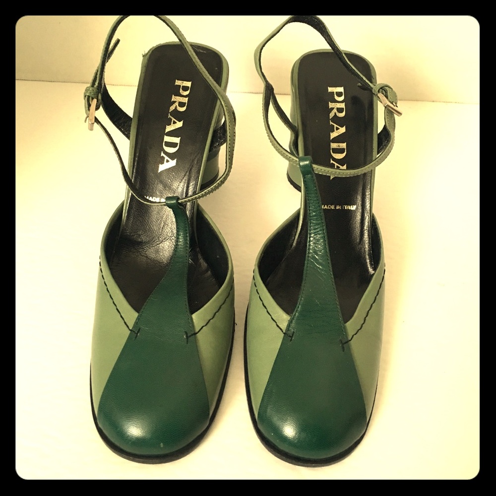 Vintage Prada Mary Jane Block Heel Shoes Sz37